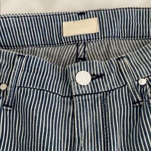 MOTHER striped denim The Looker ankle zip